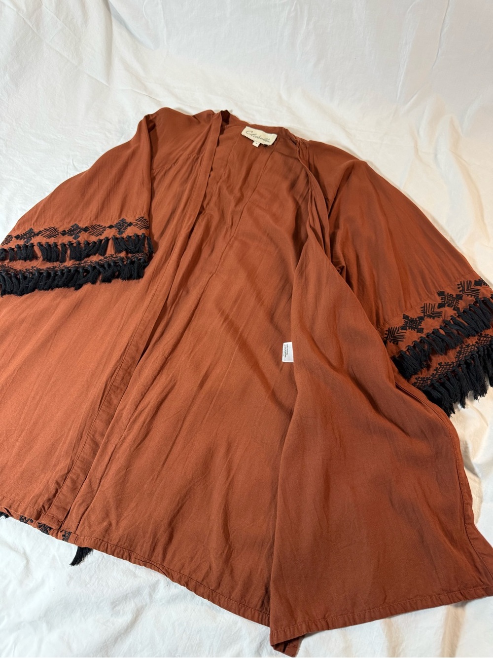 Cleobella Rust Open-Front Draped Kimono - Picture 3 of 10